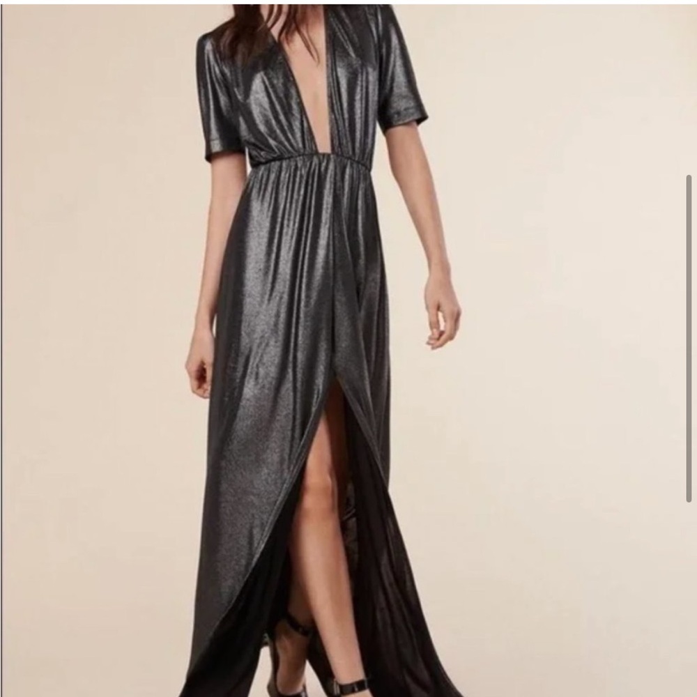 Reformation Metallic Black Maxi Dress